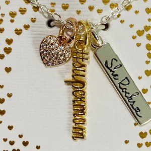 Tri-Tone Fine Silver Plated " SuperMom" Necklace